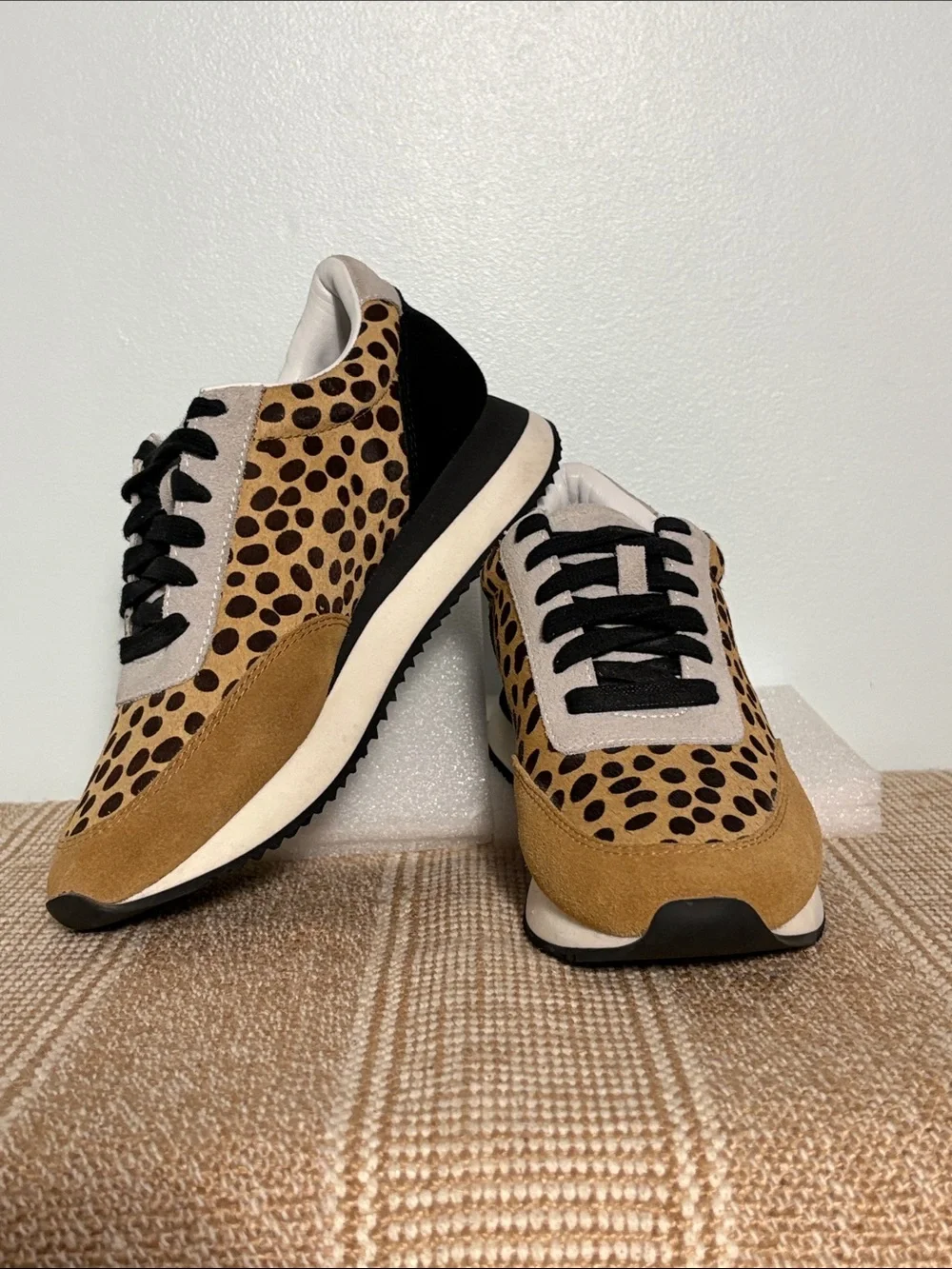 Women’s Loeffler Randall Rio Leopard Print Sneakers, Calf Hair Panels & Suede